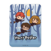 Cartoon Harry, Ron en Hermione vliegen in Bos Magneet (Verticaal)