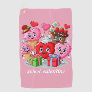 Cartoon hart & lieve vrienden Valentijnsdag Golfhanddoek