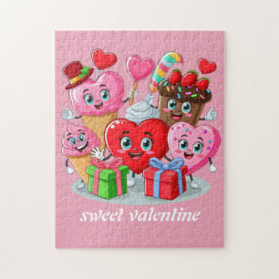 Cartoon hart & lieve vrienden Valentijnsdag Legpuzzel