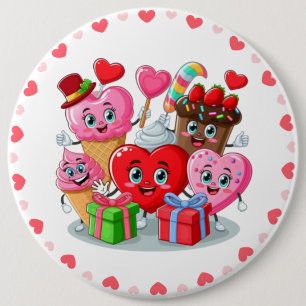 Cartoon hart & lieve vrienden Valentijnsdag Ronde Button 6,0 Cm