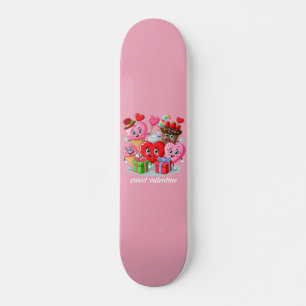 Cartoon hart & lieve vrienden Valentijnsdag Skateboard