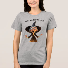 Cartoon heks "Trick or treat" Tri-Blend Shirt