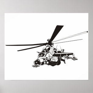 Cartoon Helikopter "Hind" Poster