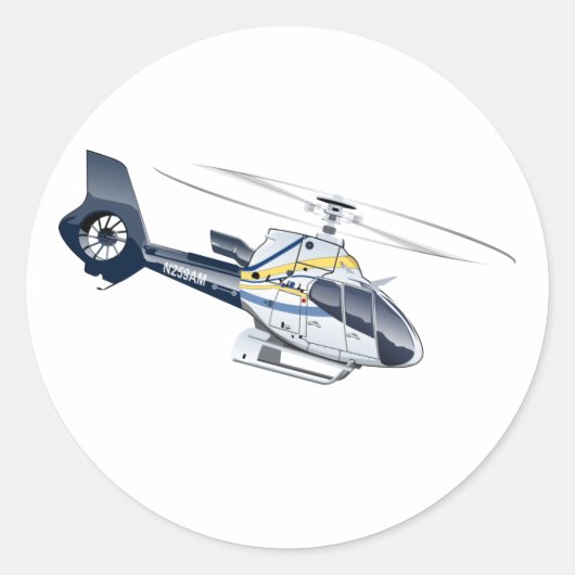 Cartoon Helikopter Ronde Sticker (Voorkant)