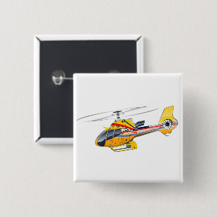 Cartoon Helikopter Vierkante Button 5,1 Cm