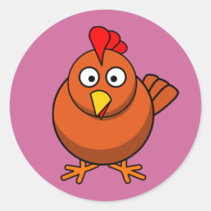 Cartoon Hen Chicken Ronde Sticker