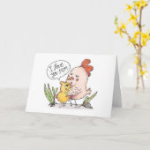 Cartoon Hen en chick Moederdag Kaart (Gele Bloem)
