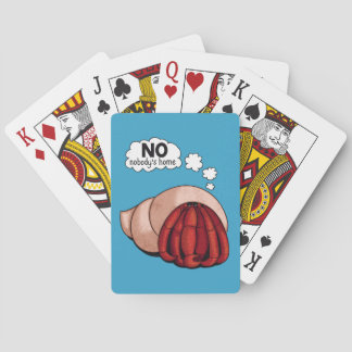 Cartoon Heremietkreeft die zich in zijn schelp ver Pokerkaarten