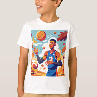Cartoon Herfst Basketbal T-shirt