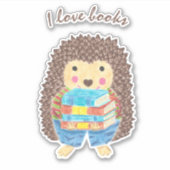 Cartoon Hérisson portant des livres Sticker Vinyl (Devant)