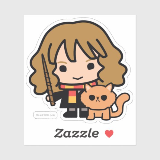 Cartoon Hermione en Crookshanks Sticker (Vel)