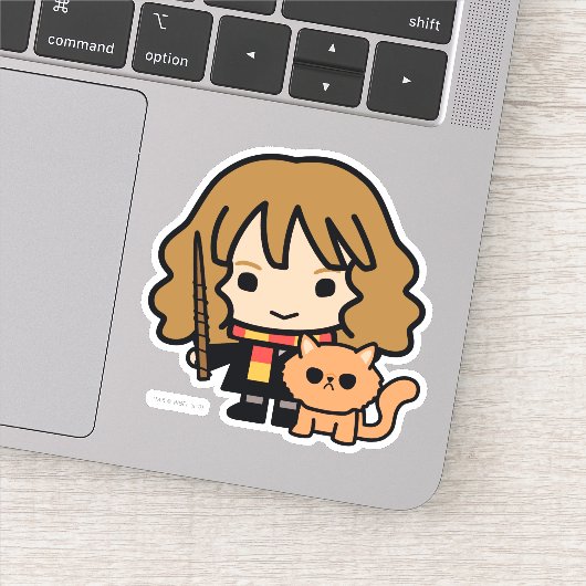 Cartoon Hermione en Crookshanks Sticker (Detail)