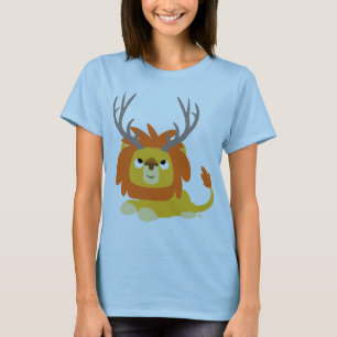 Cartoon hertengewei leeuw vrouw T-shirt