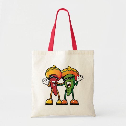 Cartoon hete pepers tote bag (Voorkant)