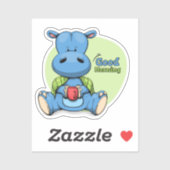 Cartoon Hippo | 2"x 2"- Glanzend Transparant Sticker (Vel)