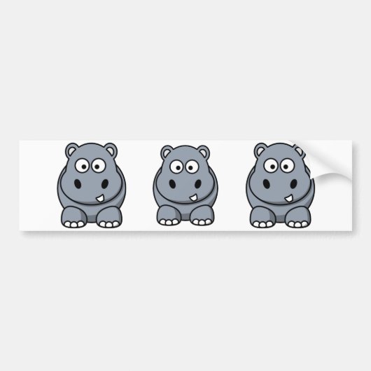 Cartoon Hippo Bumpersticker (Voorkant)