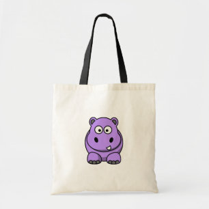 cartoon-hippo leuke schattige vriendschappelijke tote bag