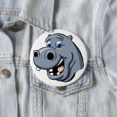 Cartoon Hippo Ronde Button 4,0 Cm (In situ)
