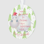 Cartoon Hippopotamus Hippo Kerstmis Ornament (voorkant)