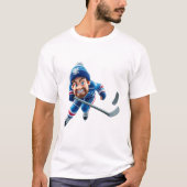 Cartoon Hockey Player Skating with Intense Express T-shirt (Voorkant)