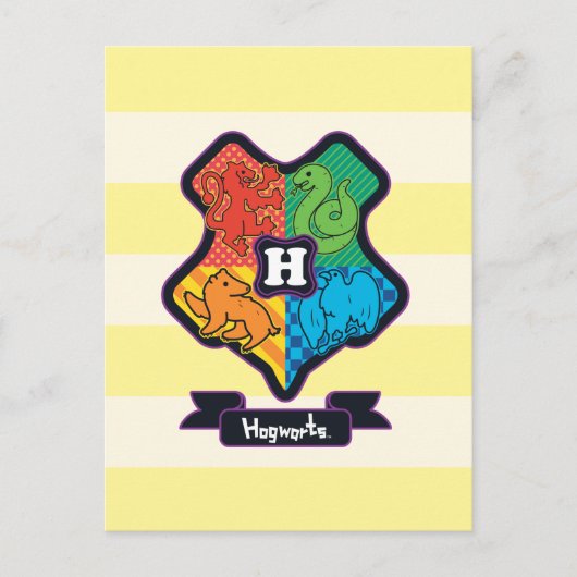 Cartoon Hogwarts Crest Briefkaart (Voorkant)