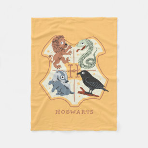 Cartoon Hogwarts Crest Fleece Deken