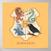 Cartoon Hogwarts Crest Poster (Voorkant)