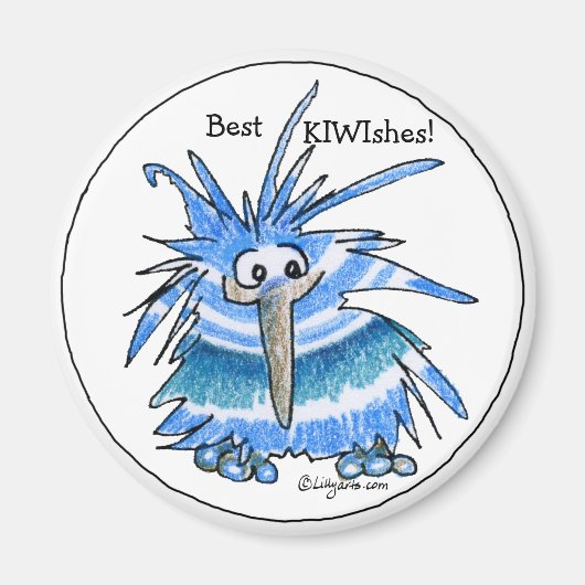 Cartoon Holiday Blue Kiwi Magnet (Devant)