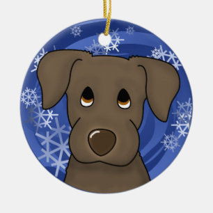 Cartoon Holiday Chocolate Lab Ornement