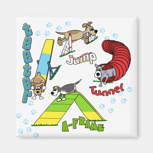 Cartoon Hond Agility Magnet Magneet (Voorkant)