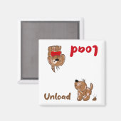 Cartoon hond, laden en lossen vaatwasser magneet (Voorkant / Achterkant)