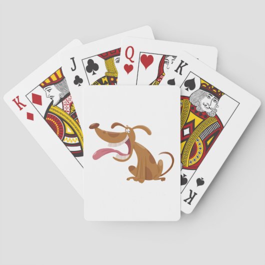 Cartoon hond met grote glimlach en tong uit pokerkaarten (Achterkant)