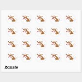 Cartoon hond met grote glimlach en tong uit ronde sticker (Vel)
