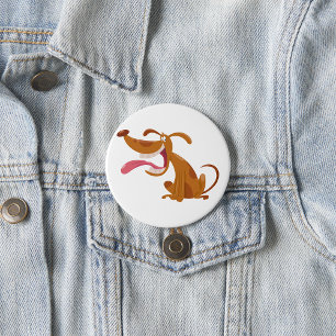 Cartoon hond met tong uit ronde button 7,6 cm