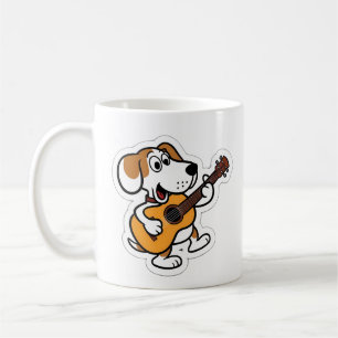 Cartoon hond spelen een gitaar koffiemok