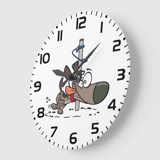 Cartoon Hond Verward Rond Pool Met Leash Grote Klok (Hoek)