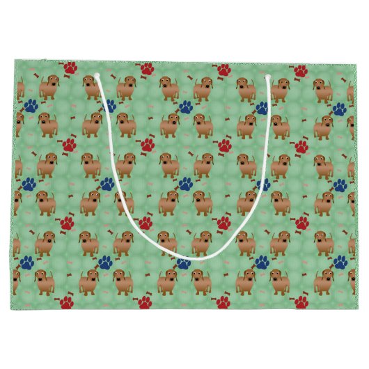 Cartoon Honden - Dachsund Red Tiled v1 Groot Cadeauzakje (Achterkant)