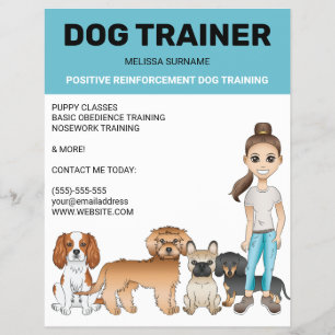 Cartoon Honden En Een Meisje Aanpasbare Hondentrai Flyer
