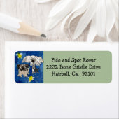 Cartoon Honden Kerstmis Etiket (Insitu)