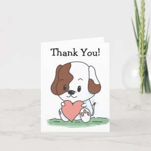 Cartoon-hondje met een hart bedankt