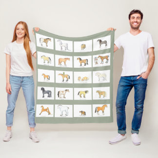 Cartoon Horse Briet Fleece Blanket Deken