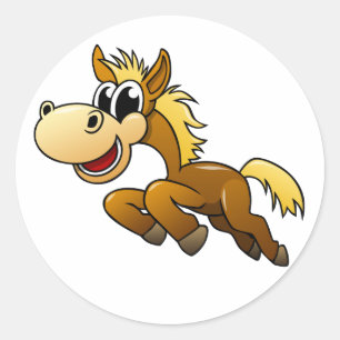 Cartoon Horse Ronde Sticker