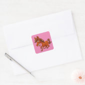 Cartoon Horse Vierkante Sticker (Envelop)