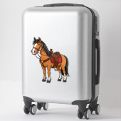 Cartoon Horse With Saddle and Reins Sticker (Koffer)