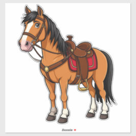 Cartoon Horse With Saddle and Reins Sticker