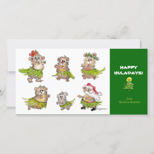 Cartoon Hula Hamsters Kerst Kaart