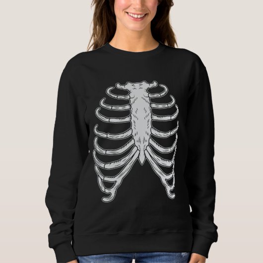 Cartoon Human Rib Cage Skelet Botten Halloween Trui (Voorkant)