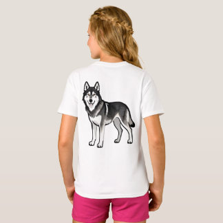 Cartoon Husky Hond Geschenk Zwart Wit Siberisch T-shirt