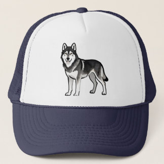 Cartoon Husky Hond Geschenk Zwart Wit Siberisch Trucker Pet