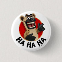 Cartoon Hyena Animal Button